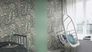 Non-woven wallpaper Rasch Flowers Leaves Green Black 4