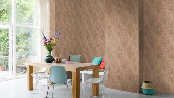 Rasch non-woven wallpaper lozenges graphic brown copper