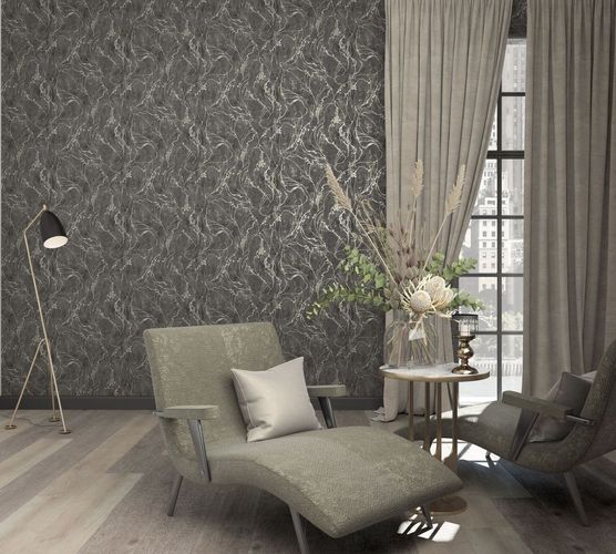 Non-woven wallpaper 34257 lines pattern black gold Marburg