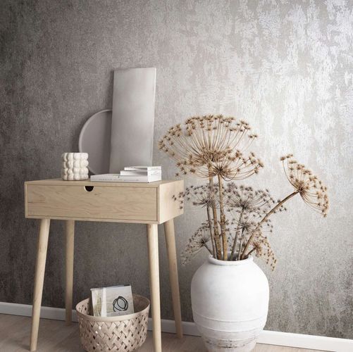 Non-woven wallpaper 34274 plain structure taupe Marburg