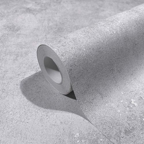 Non-woven wallpaper 34281 plaster optics gray silver