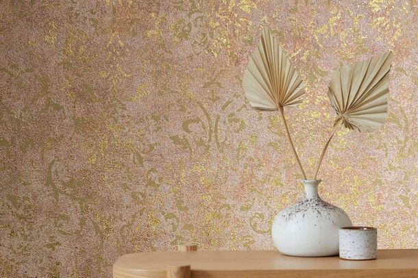 Non-woven wallpaper Baroque pattern Brown Gold Marburg