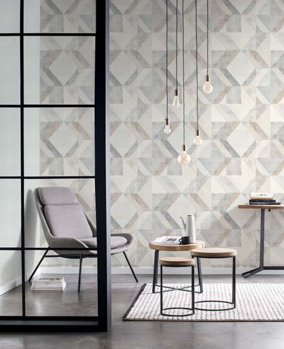 Non-woven wallpaper Rasch graphic white gray 311921