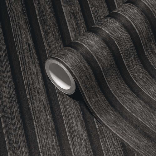 Non-woven wallpaper wood optics black 39109-4
