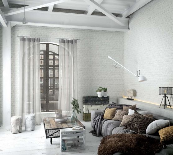Marburg non-woven wallpaper 34165 stone look white grey