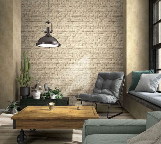 Marburg non-woven wallpaper 34169 stone look beige brown
