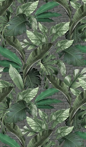 Marburg non-woven wallpaper 34195 leaves brick grey green