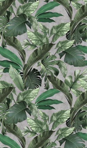 Marburg non-woven wallpaper 34197 leaves grey green