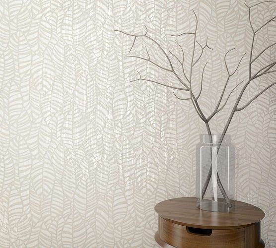 Non-woven wallpaper beige grey leaves Marburg 32973