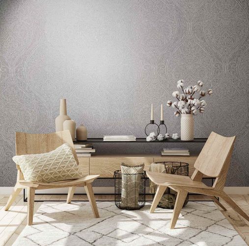 Non-woven wallpaper white silver ornaments Marburg 32978