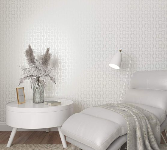 Non-woven wallpaper white silver graphic Marburg 33651