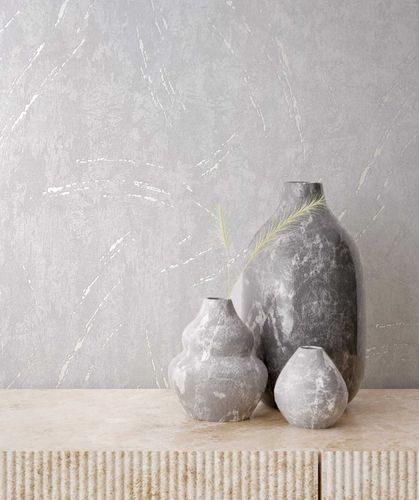 Non-woven wallpaper white grey plaster look Marburg 33666
