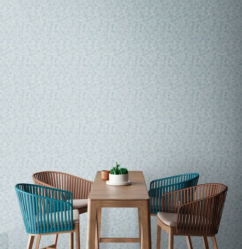 Non-woven wallpaper leaves floral blue white 39111-4
