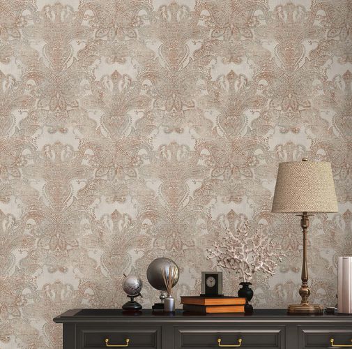Non-woven wallpaper ornaments grey copper 39119-1