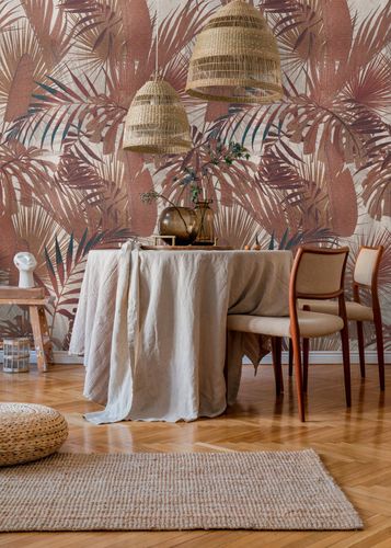 Digital Print Ferns Leaves Jungle Brown Beige 39180-2