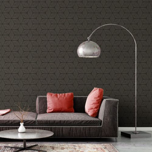 Non-woven wallpaper graphic black gold metallic 39091-2