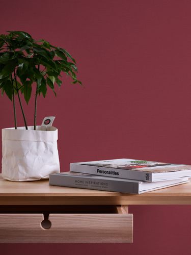 Non-woven wallpaper plain textile look dark red 39098-1