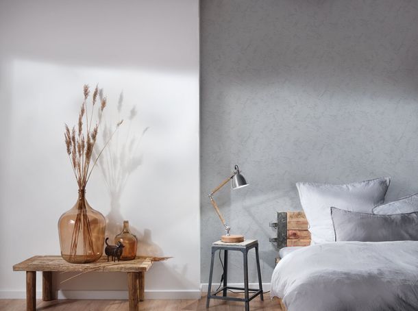 Non-woven wallpaper plaster optics texture grey 3635-10