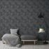 Non-woven wallpaper floral black grey metallic 38847-4 1
