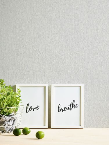 Non-woven wallpaper texture white silver metallic 39026-4