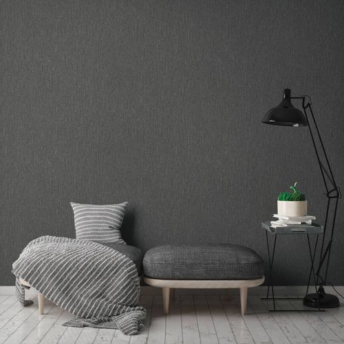 Non-woven wallpaper texture black silver metallic 39026-7