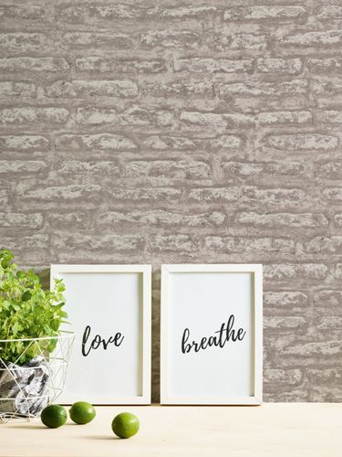 Non-woven wallpaper stone optics grey brown white 39027-4
