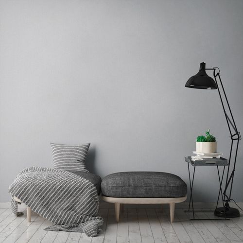 Non-woven wallpaper plain linen look grey white 39039-1