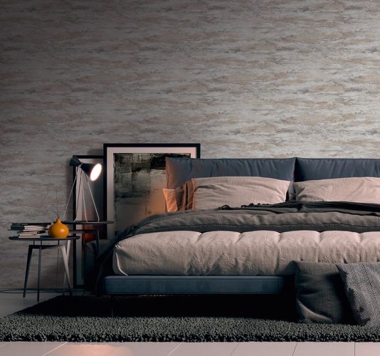 Non-woven wallpaper concrete white grey gold 39041-5