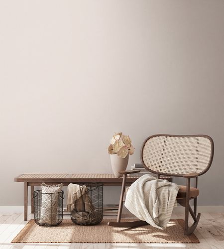 Non-woven wallpaper textile look plain cream beige 38904-3