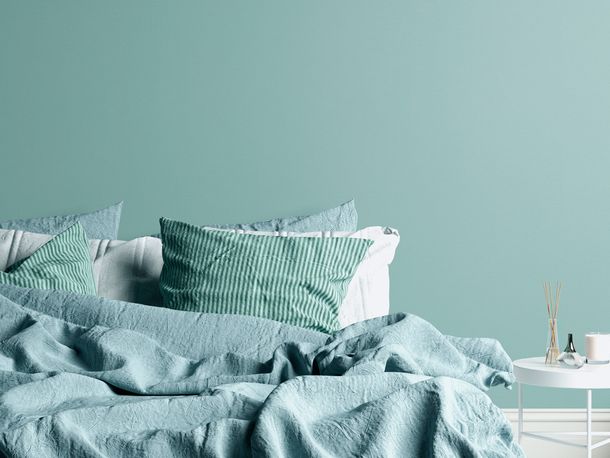 Non-woven wallpaper textile look plain turquoise 38903-8