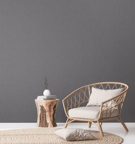 Non-woven wallpaper textile look black silver 38662-4
