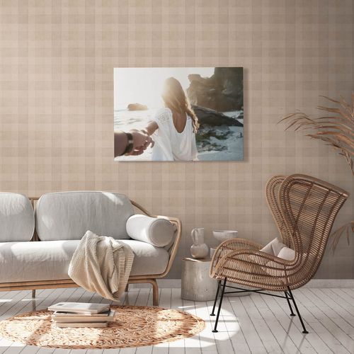 Non-woven wallpaper checkered pattern brown 38664-1