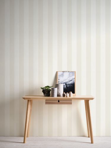 Non-woven wallpaper stripes pattern cream beige 3140-55
