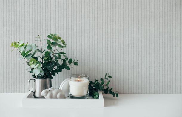 Non-woven wallpaper stripes grey light grey 39076-3