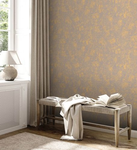 Non-Woven Wallpaper Concrete Look grey Gold 38969-1