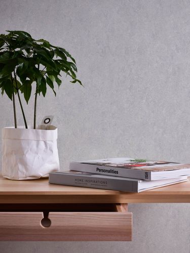 Non-woven wallpaper plain gray silver metallic 39036-2