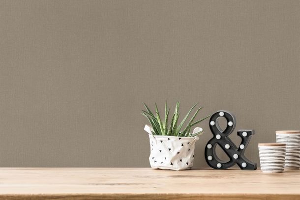 Non-woven wallpaper texture plain brown grey 3851-23
