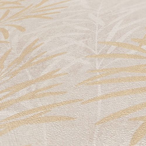 Non-woven wallpaper floral grey gold metallic 38919-3