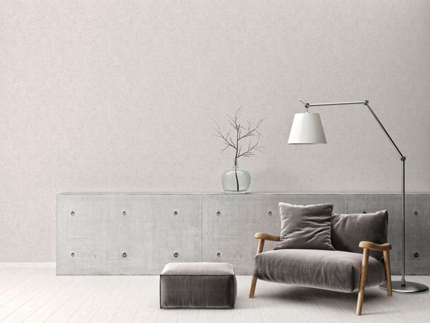 Non-woven wallpaper leaves cream grey 38920-2