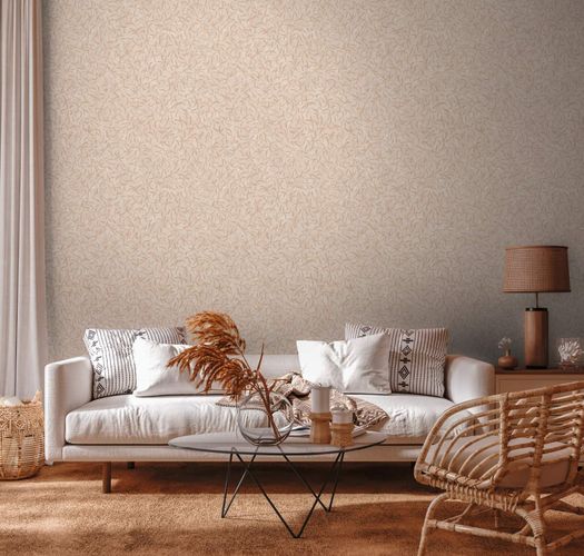Non-woven wallpaper leaves cream beige 38920-5