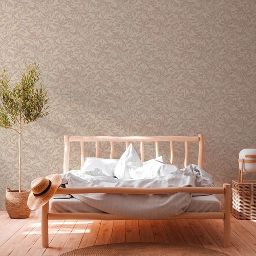 Non-woven wallpaper floral mottled beige brown 38924-2
