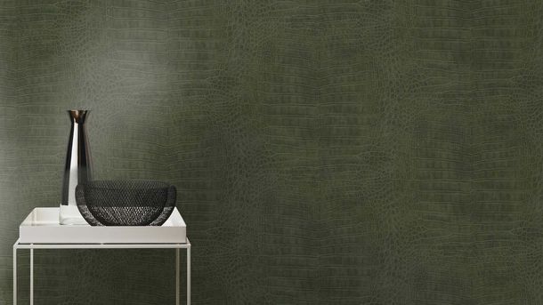 Rasch non-woven wallpaper crocodile dark green 751352