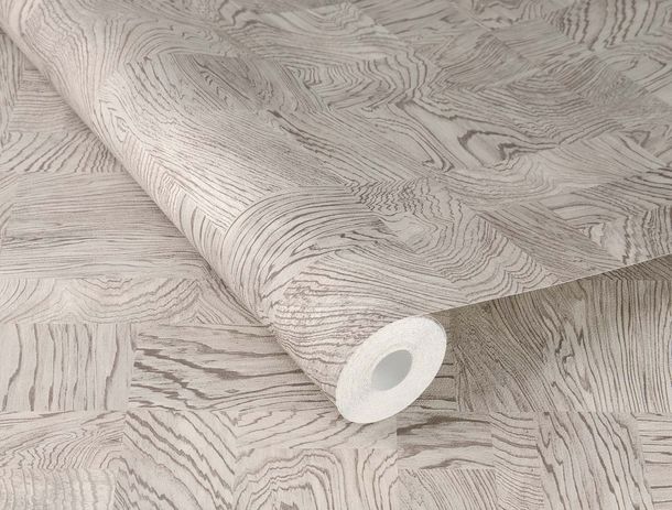 Rasch non-woven wallpaper wood look light grey 751642