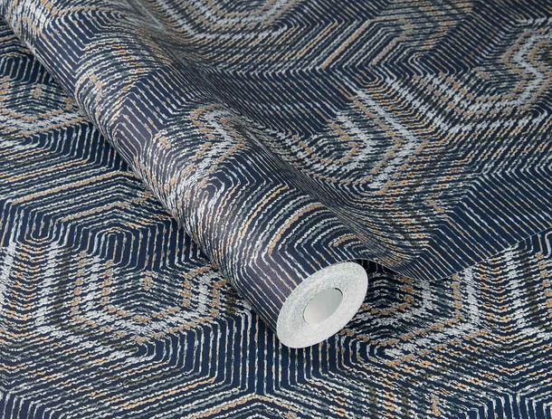 Rasch non-woven wallpaper textile optics blue grey 751949