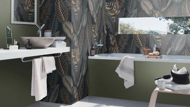 Rasch non-woven wallpaper leaves blue gold 751840