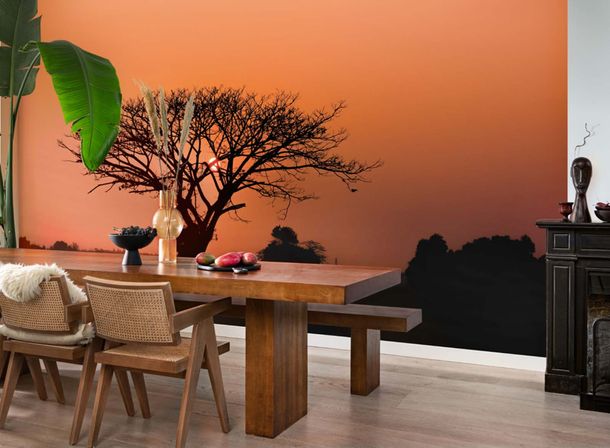 Rasch photo wallpaper tree Africa Orange Black 363647