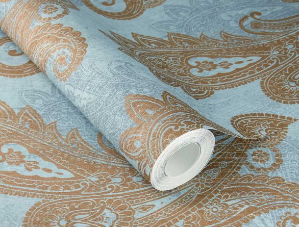 Rasch non-woven wallpaper paisley blue bronze 746440