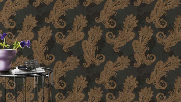 Rasch non-woven wallpaper ornaments black gold 746464