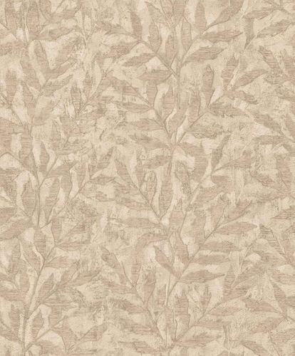 Non-woven wallpaper Rasch leaves beige gold 315028