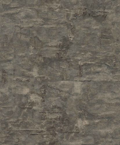 Non-woven wallpaper Rasch plaster look black gold 499742